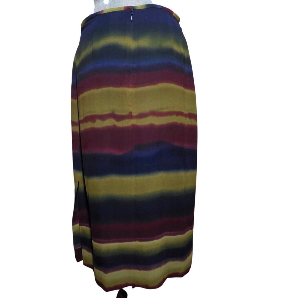 Silk Multi Color Midi Skirt Size 8